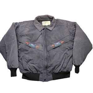 Vintage The Wear Of The West Jacket Mens XL Gray Western Bomber Embroidered 90s